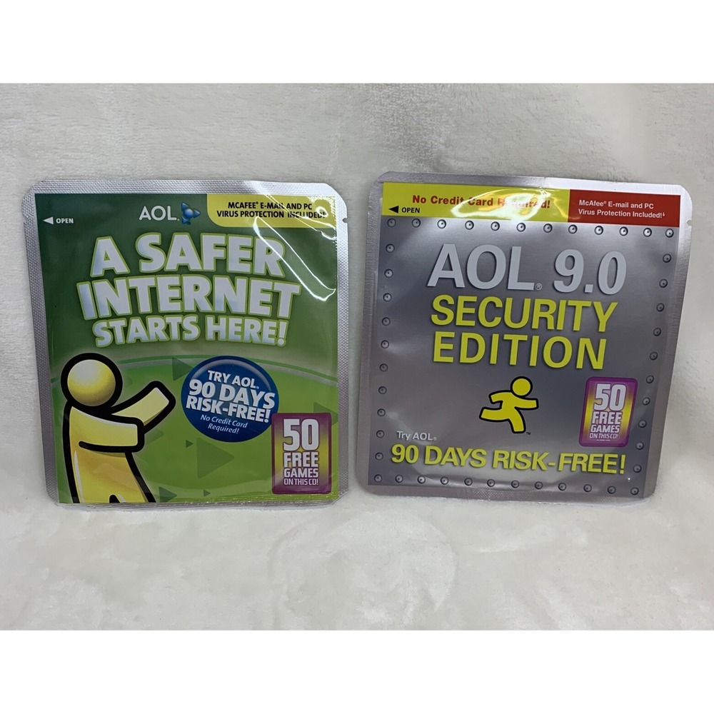 Lot Of 2 AOL America Online Version 9.0 Still Sealed Computer Disk Internet CD's